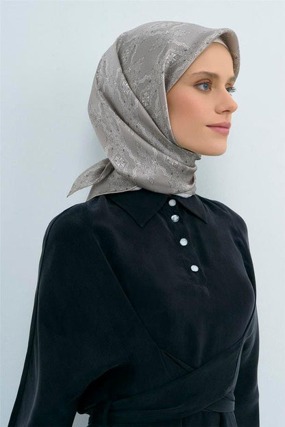 Armine İpek Eşarp 2026 Yaz - 9522-82 Koyu Taş Twill