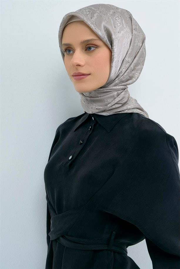 Armine İpek Eşarp 2026 Yaz - 9522-82 Koyu Taş Twill