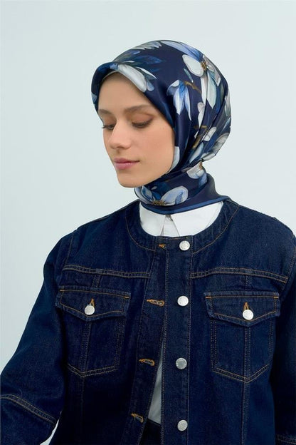 Armine İpek Eşarp 2026 Yaz - 9524-06 Lacivert Sura