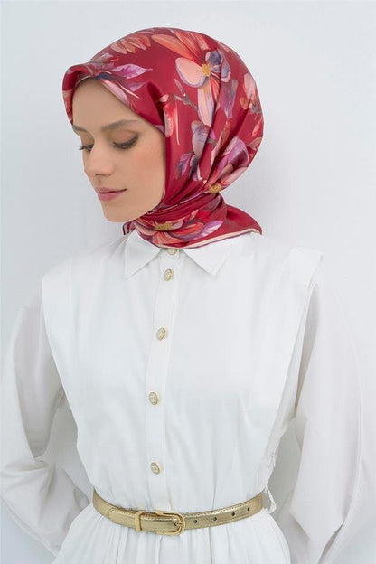 Armine İpek Eşarp 2026 Yaz - 9524-34 Kırmızı Twill