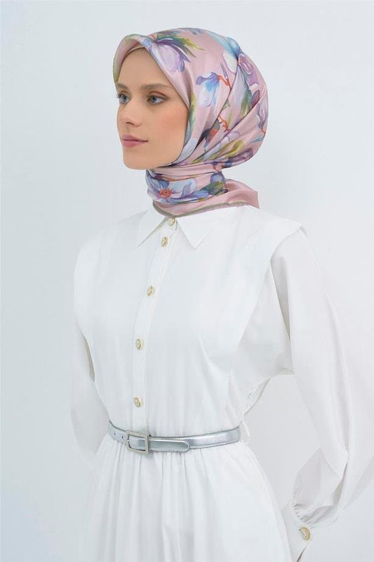 Armine İpek Eşarp 2026 Yaz - 9524-52 Pudra Mor Sura