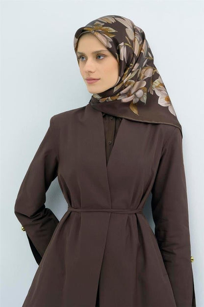 Armine İpek Eşarp 2026 Yaz - 9524-55 Acı Kahve Twill