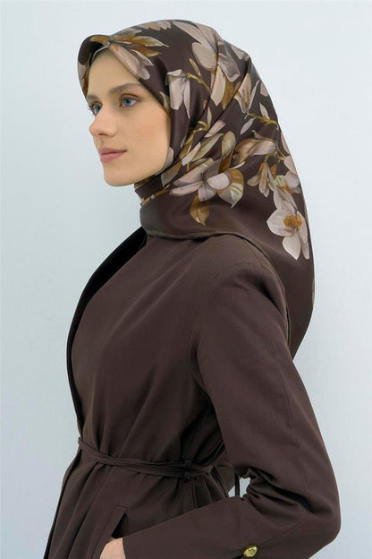 Armine İpek Eşarp 2026 Yaz - 9524-55 Acı Kahve Twill