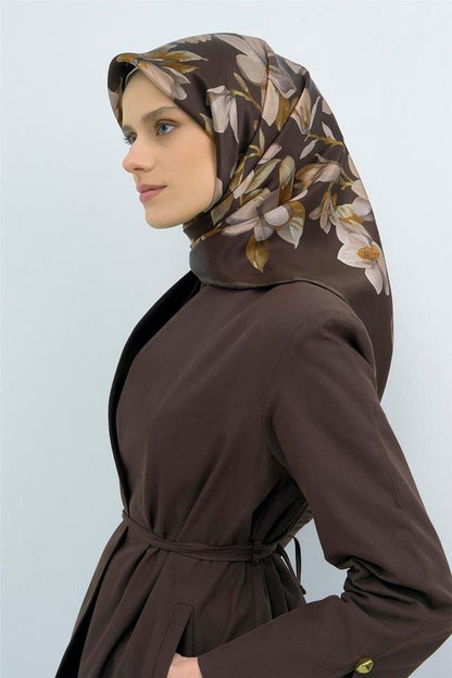 Armine İpek Eşarp 2026 Yaz - 9524-55 Acı Kahve Twill