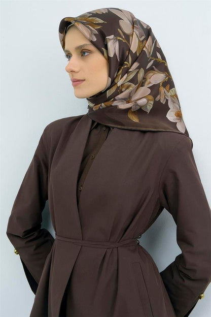 Armine İpek Eşarp 2026 Yaz - 9524-55 Çikolata Sura