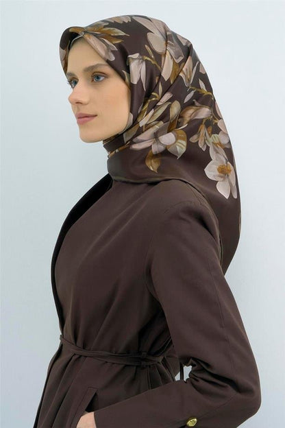 Armine İpek Eşarp 2026 Yaz - 9524-55 Çikolata Sura