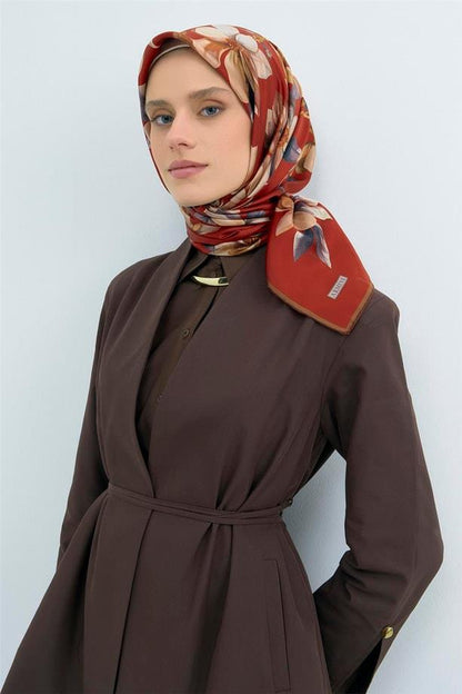 Armine İpek Eşarp 2026 Yaz - 9524-56 Kiremit Twill