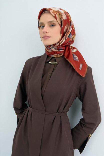 Armine İpek Eşarp 2026 Yaz - 9524-56 Kiremit Twill
