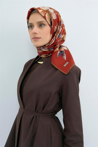 Armine İpek Eşarp 2026 Yaz - 9524-56 Koyu Tuğla Sura