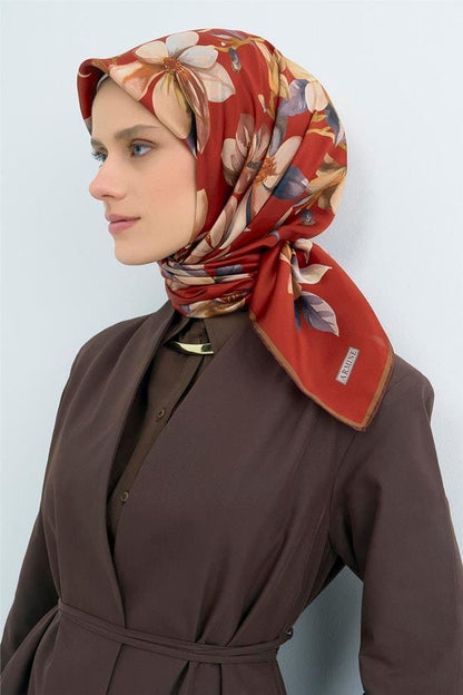 Armine İpek Eşarp 2026 Yaz - 9524-56 Koyu Tuğla Sura