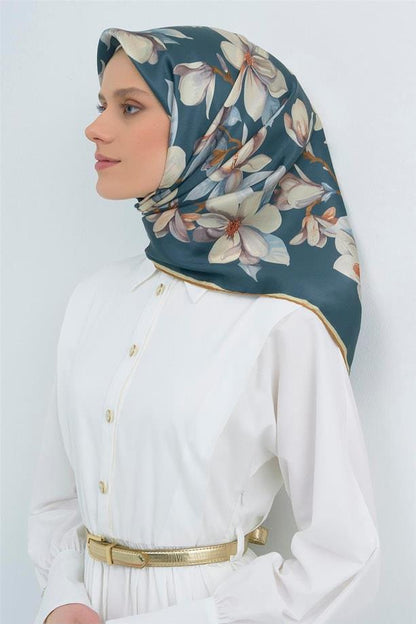 Armine İpek Eşarp 2026 Yaz - 9524-83 Koyu Mavi Twill