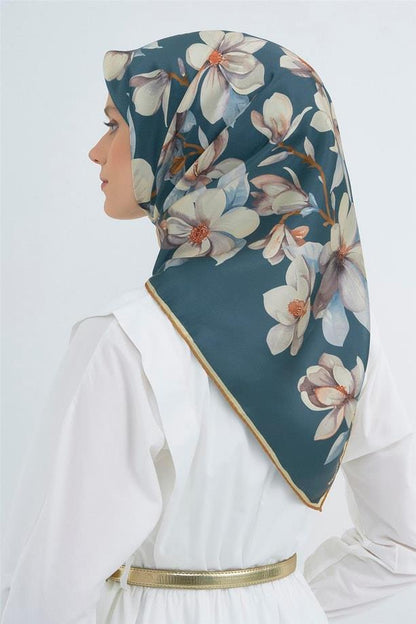Armine İpek Eşarp 2026 Yaz - 9524-83 Koyu Mavi Twill
