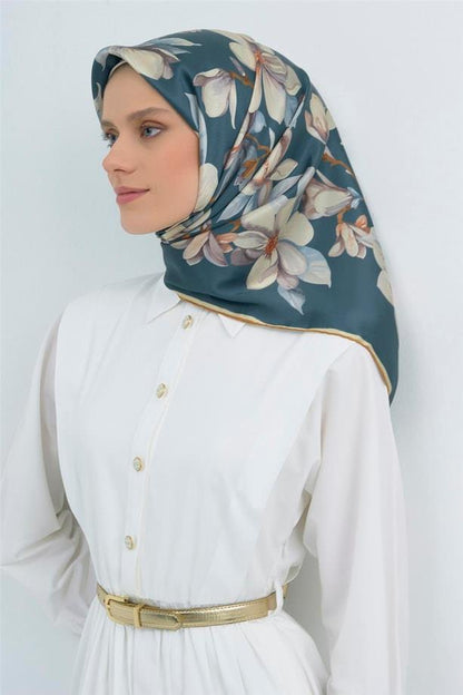 Armine İpek Eşarp 2026 Yaz - 9524-83 Petrol Sura