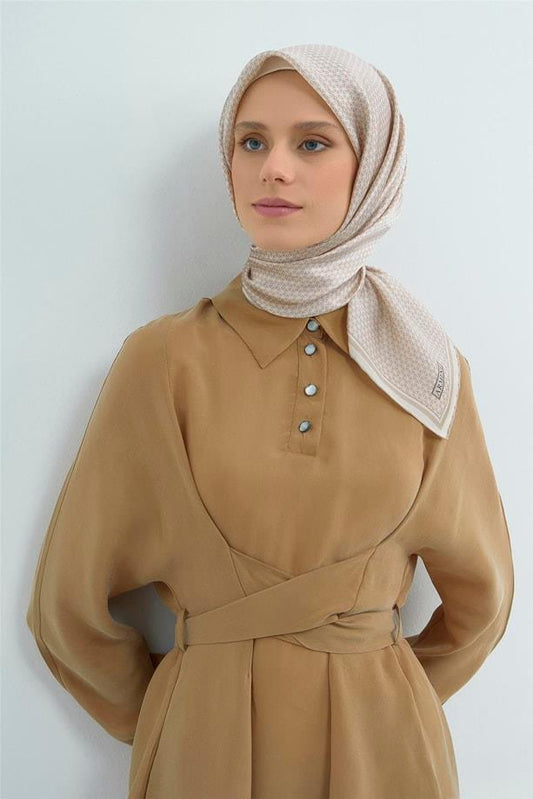 Armine İpek Eşarp 2026 Yaz - 9528-51 Krem Twill