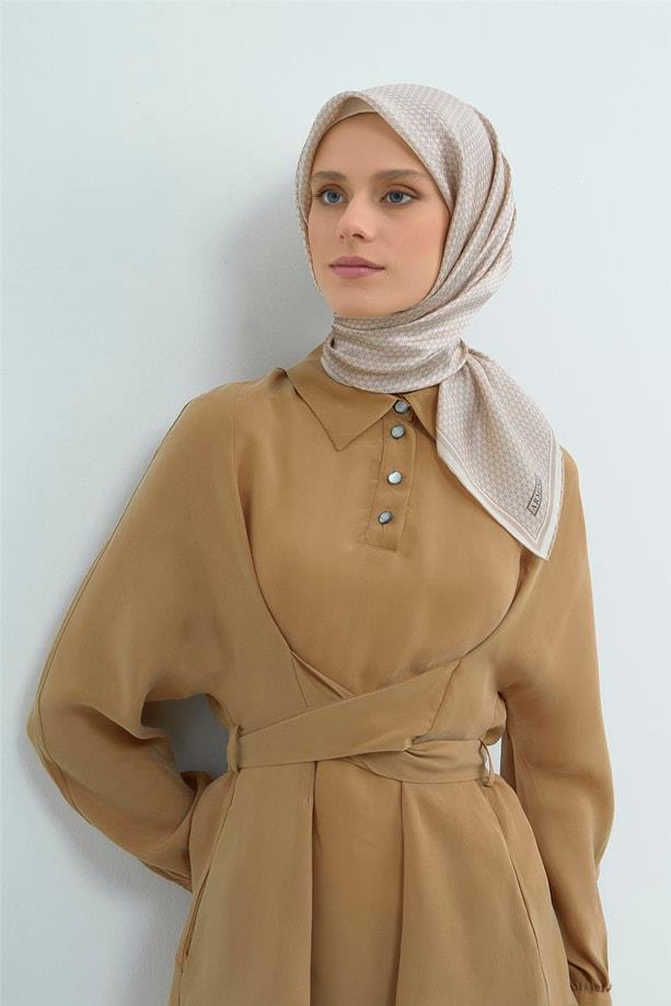 Armine İpek Eşarp 2026 Yaz - 9528-51 Krem Twill