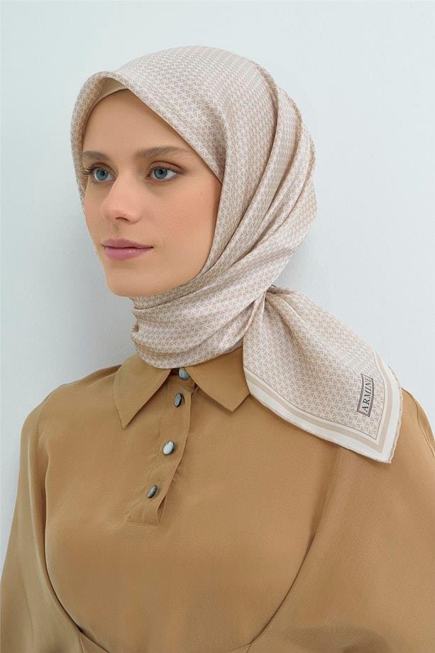 Armine İpek Eşarp 2026 Yaz - 9528-51 Krem Twill