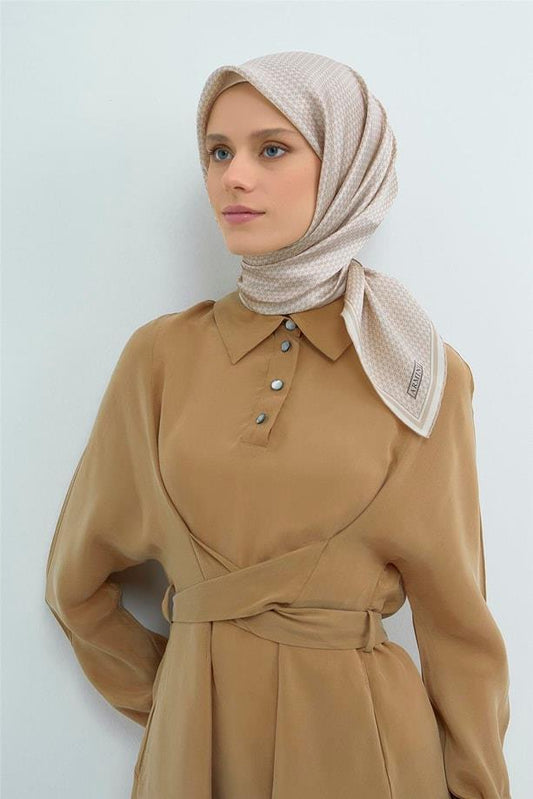 Armine İpek Eşarp 2026 Yaz - 9528-51 Krem Twill