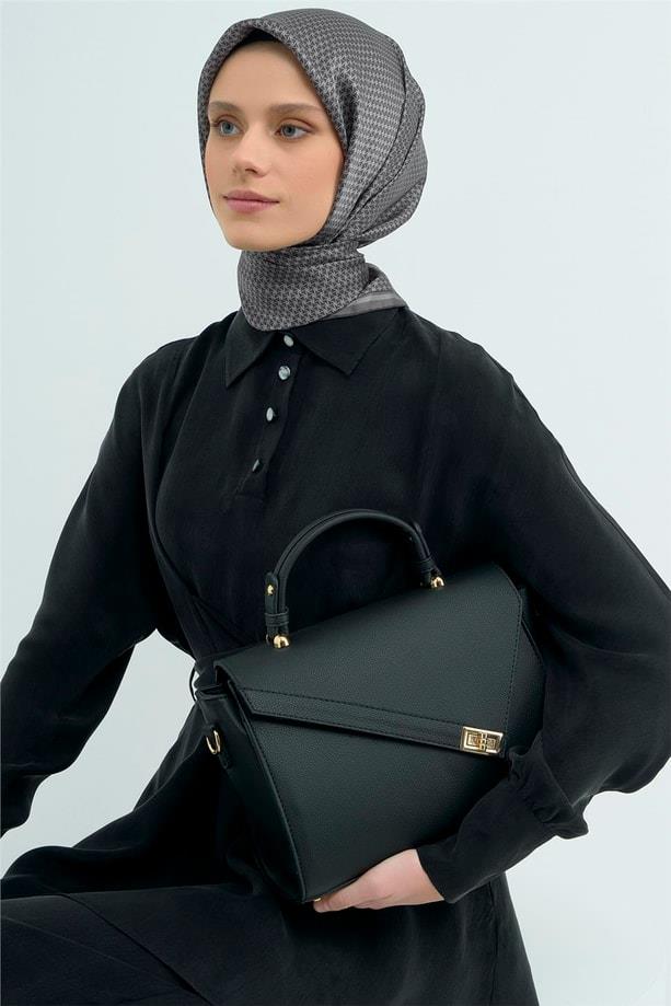 Armine İpek Eşarp 2026 Yaz - 9528-54 Füme Gri Twill