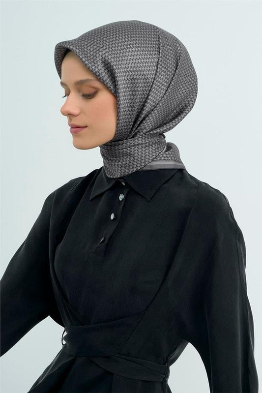Armine İpek Eşarp 2026 Yaz - 9528-54 Füme Gri Twill