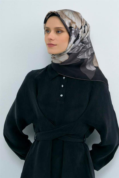 Armine İpek Eşarp 2026 Yaz - 9529-86 Siyah Twill