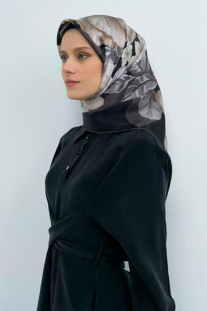 Armine İpek Eşarp 2026 Yaz - 9529-86 Siyah Twill