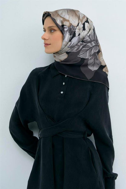 Armine İpek Eşarp 2026 Yaz - 9529-86 Siyah Twill