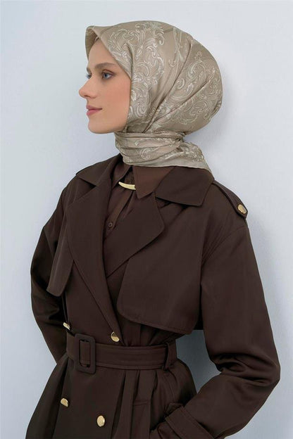 Armine İpek Eşarp 2026 Yaz - 9537-54 Vizon Taş Twill