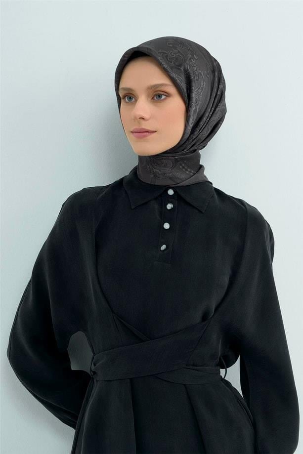 Armine İpek Eşarp 2026 Yaz - 9537-80 Füme Twill