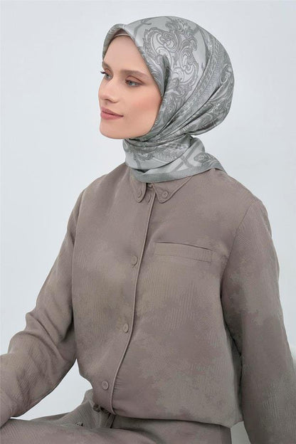 Armine İpek Eşarp 2026 Yaz - 9537-81 Gri Twill