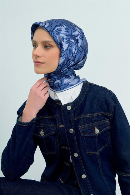 Armine İpek Eşarp 2026 Yaz - 9539-31 Mavi Twill