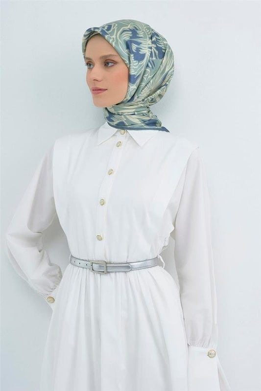 Armine İpek Eşarp 2026 Yaz - 9539-51 Mint Mavi Twill