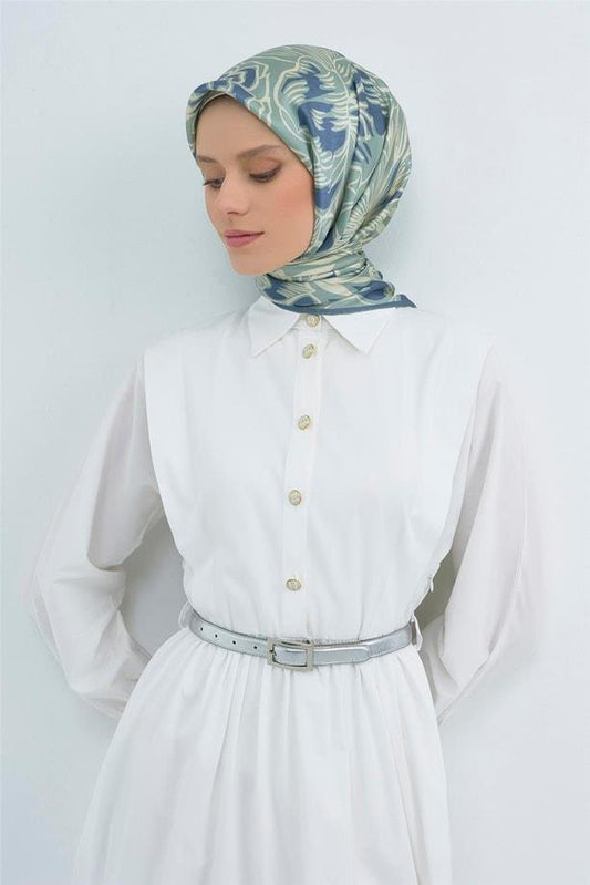 Armine İpek Eşarp 2026 Yaz - 9539-51 Mint Mavi Twill
