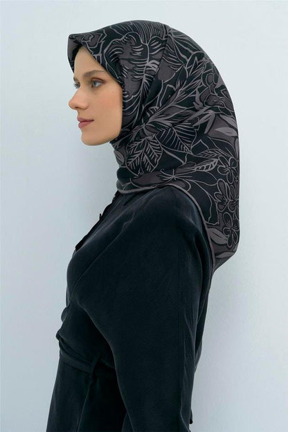 Armine İpek Eşarp 2026 Yaz - 9539-83 Siyah Füme Twill