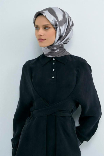 Armine İpek Eşarp 2026 Yaz - 9555-03 Gri Twill