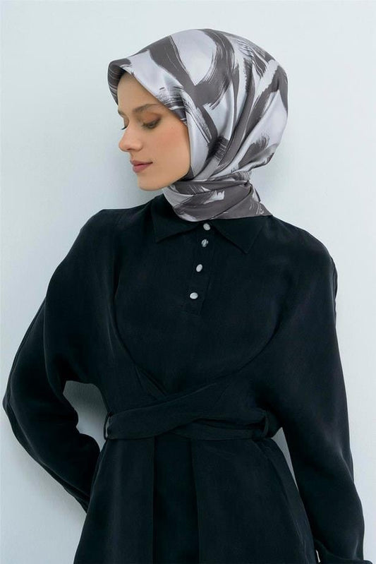 Armine İpek Eşarp 2026 Yaz - 9555-03 Gri Twill