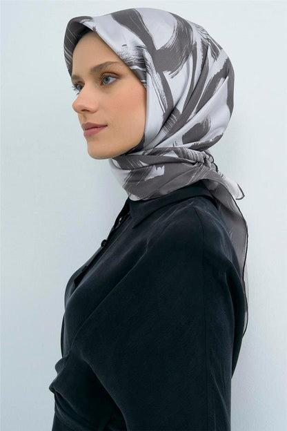 Armine İpek Eşarp 2026 Yaz - 9555-03 Gri Twill