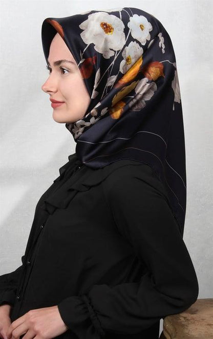 Armine İpek Eşarp Nostalji - 8128-01 Lacivert Vizon Twill