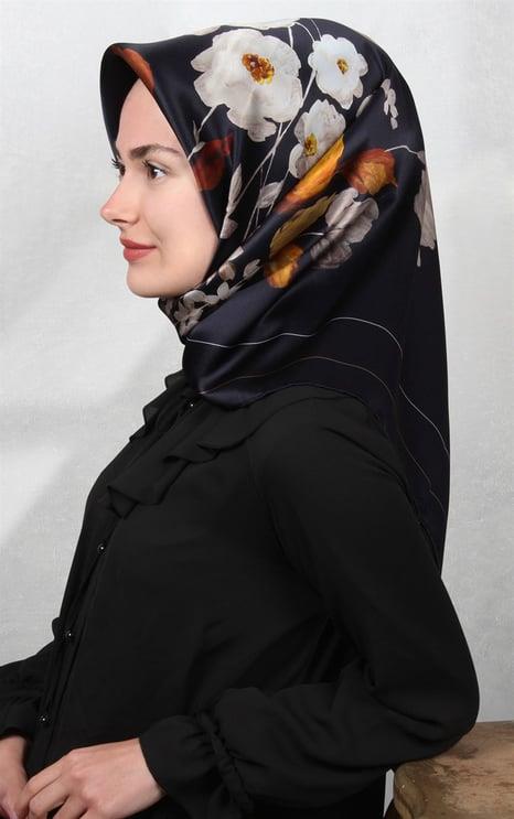Armine İpek Eşarp Nostalji - 8128-01 Lacivert Vizon Twill