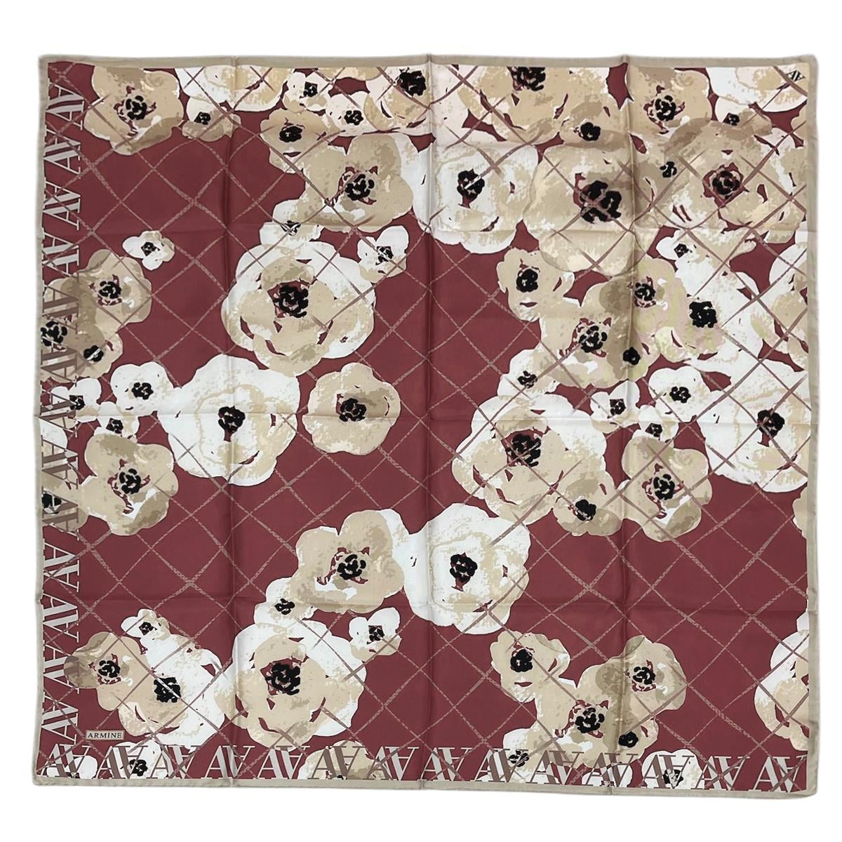 Armine İpek Eşarp Nostalji - 8144-11 Bordo Ekru Twill