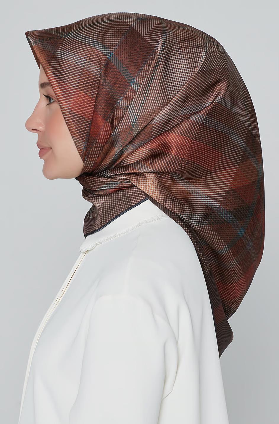 Armine İpek Eşarp Nostalji - 8210-03 Kahve Twill