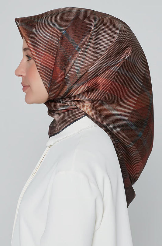 Armine İpek Eşarp Nostalji - 8210-03 Kahve Twill