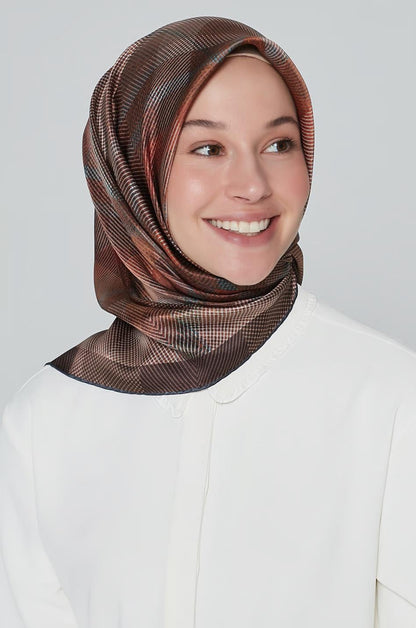 Armine İpek Eşarp Nostalji - 8210-03 Kahve Twill
