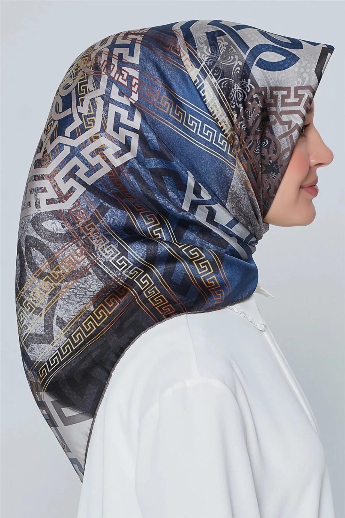 Armine İpek Eşarp Nostalji - 8245-09 Mavi Gri Twill