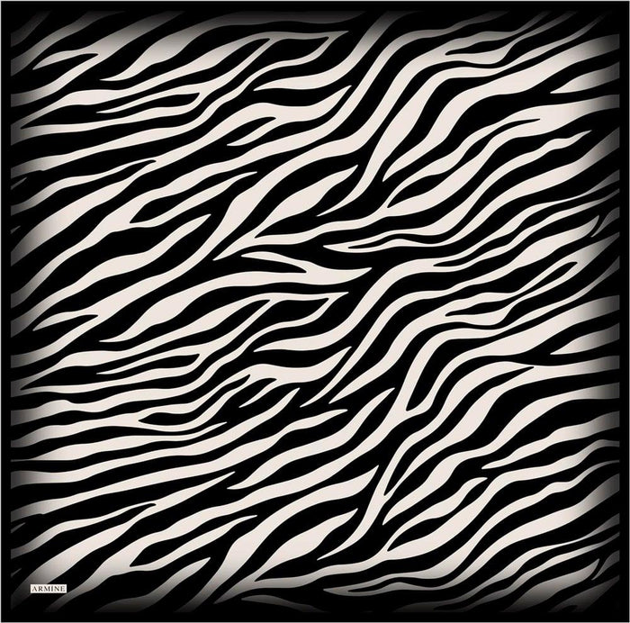 Armine İpek Eşarp Nostalji - 8274-01 Siyah Krem Zebra Sura