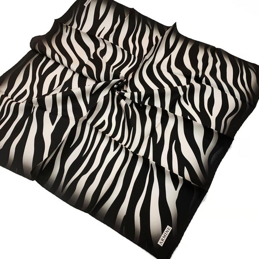 Armine İpek Eşarp Nostalji - 8274-01 Siyah Krem Zebra Twill