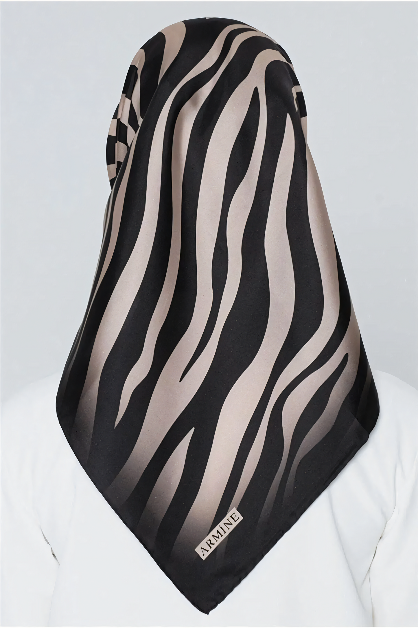 Armine İpek Eşarp Nostalji - 8274-02 Siyah Vizon Zebra Twill