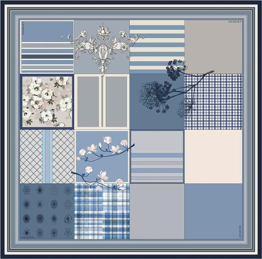 Armine İpek Eşarp Nostalji - 8303-84 Mavi Twill