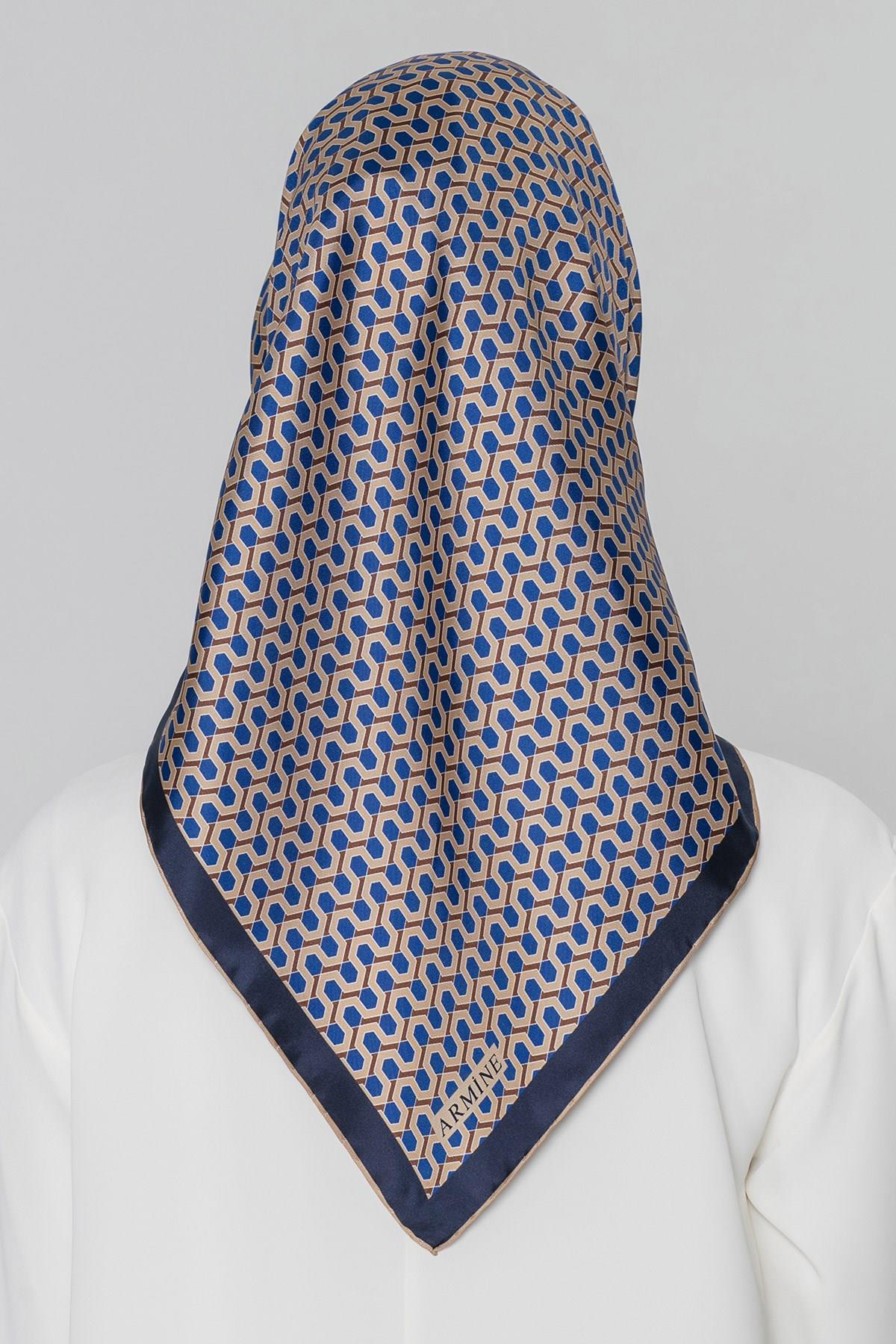 Armine İpek Eşarp Nostalji - 8401-35 Lacivert Twill