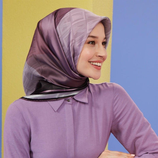 Armine İpek Eşarp Nostalji - 8516-02 Siyah Mor Sura
