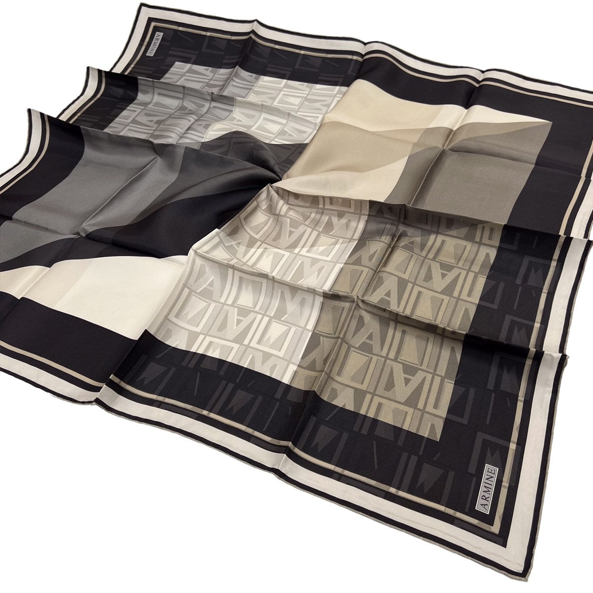 Armine İpek Eşarp Nostalji - 8516-03 Siyah Bej Twill